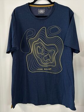 Official Land Rover Men’s XXL Relief Map Topography Graphic T-Shirt Navy
